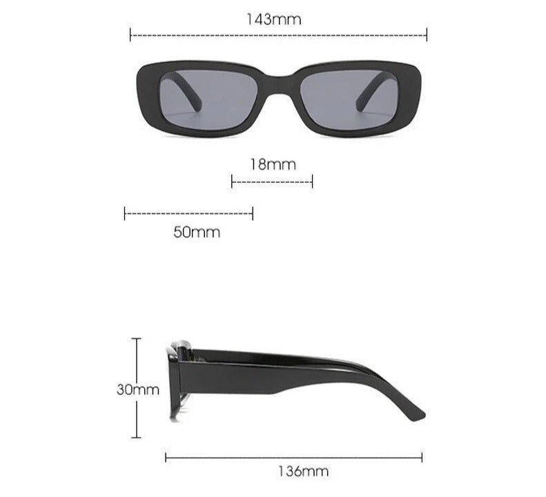 Black Slim Rectangle Frame Sunglasses | New Look